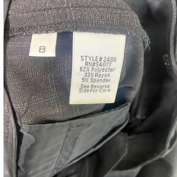 CAbi Straight Wide Leg Trouser Dress Pant Career Belt Loop 8 Brown Grey Plaid - Picture 8 of 14